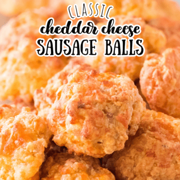 a close up of a classic cheddar cheese sausage ball