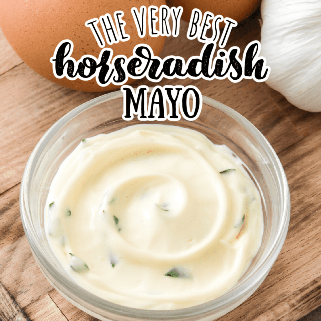 horseradish mayo on a cutting board