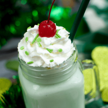 McDonald's Copycat Shamrock Shake Recipe with whipped cream and a cherry on top