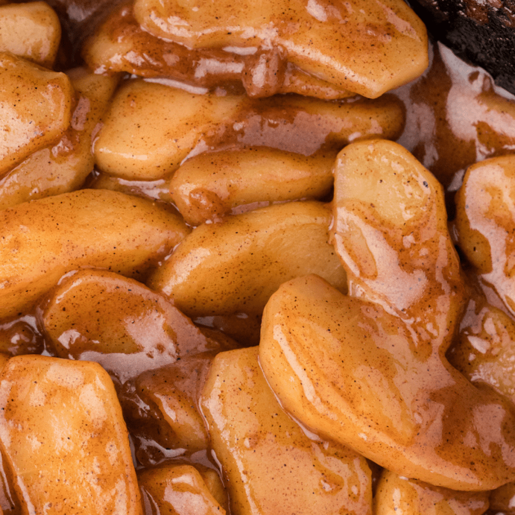 a close up of fried apples