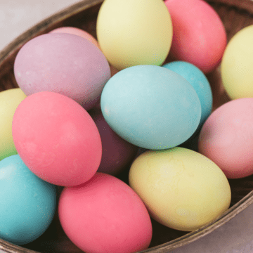 Easter eggs that have been dyed with food coloring