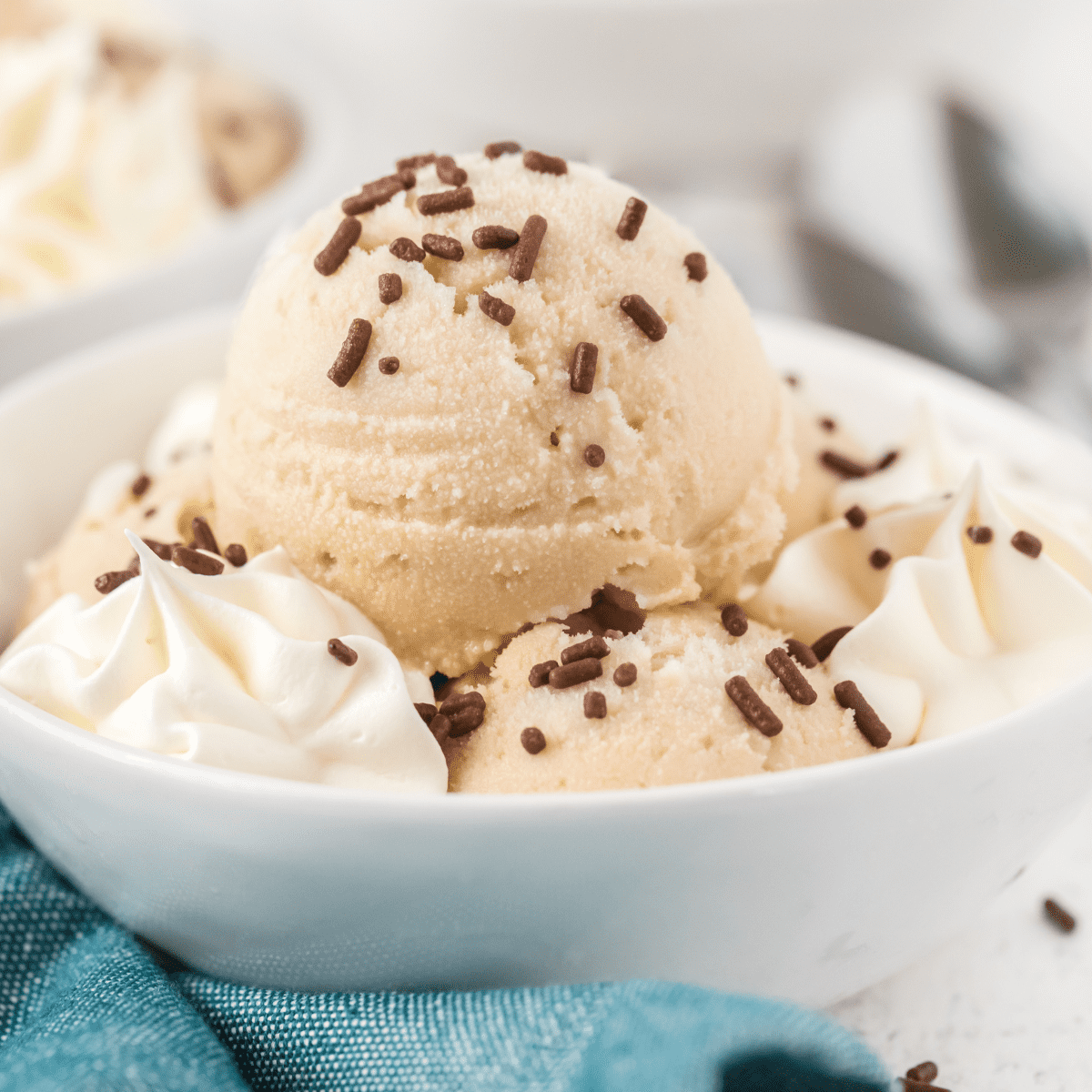 a bowl of homemade root beer ice cream