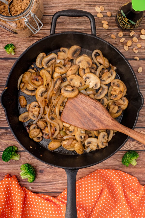 sauté the mushrooms and onions
