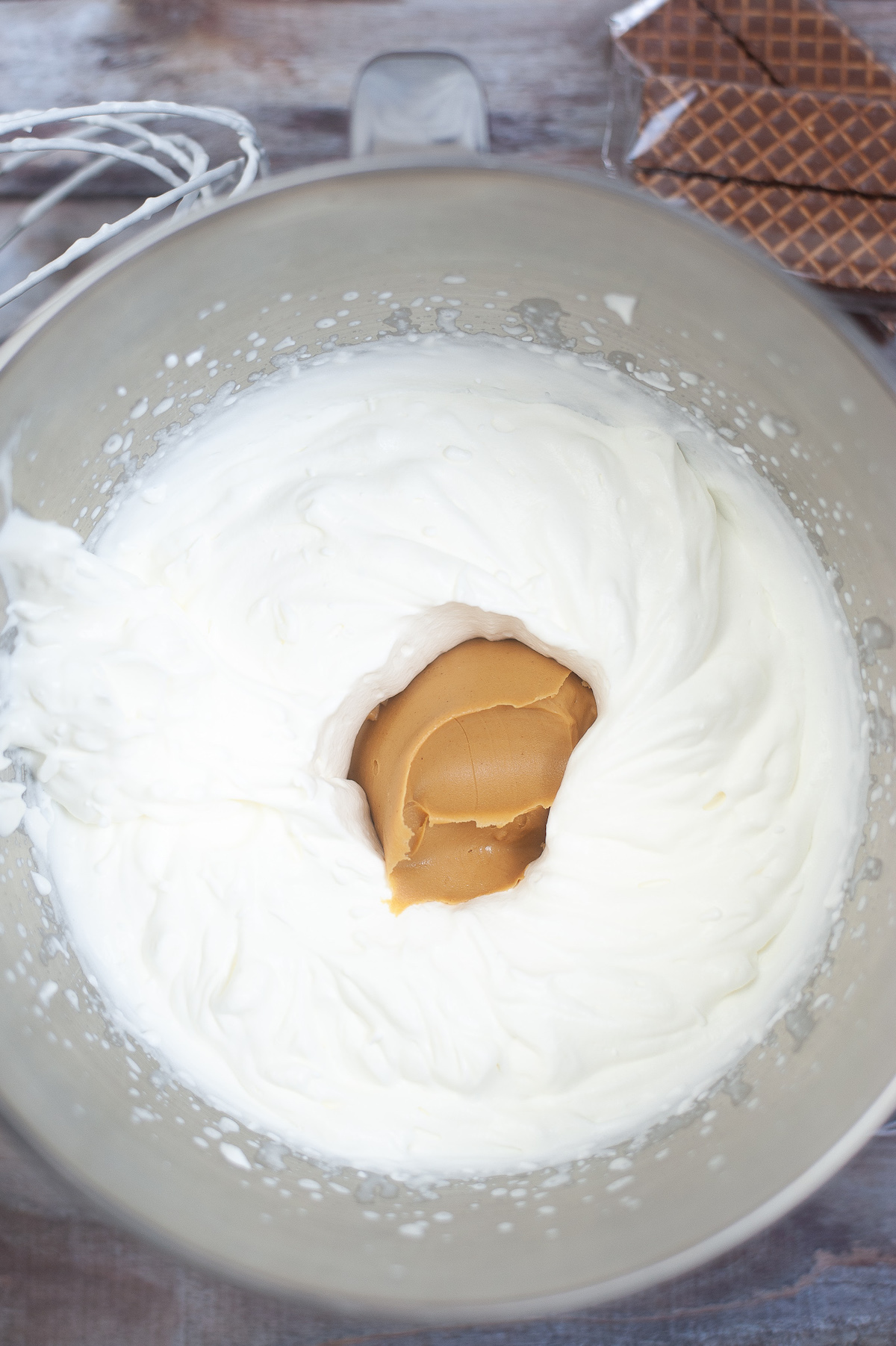add peanut butter to the whipped cream