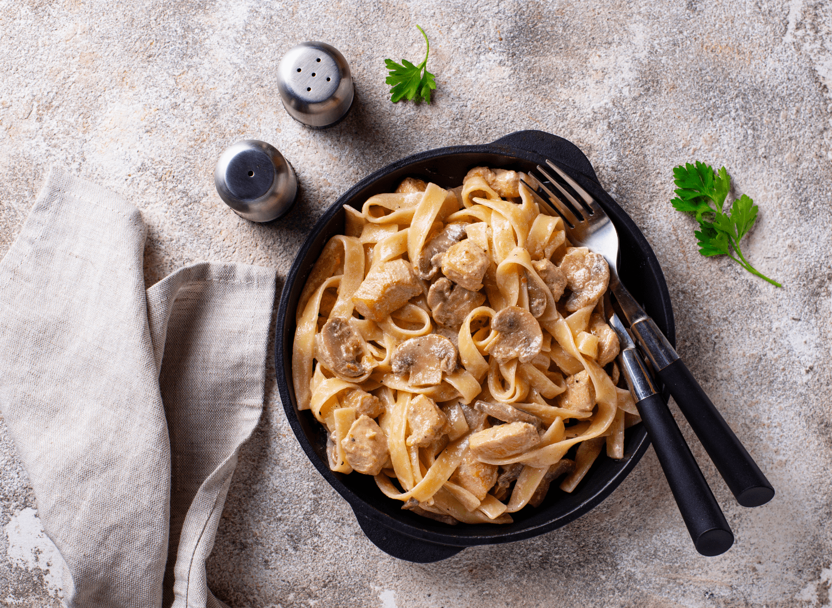 balsamic chicken with mushrooms over noodles