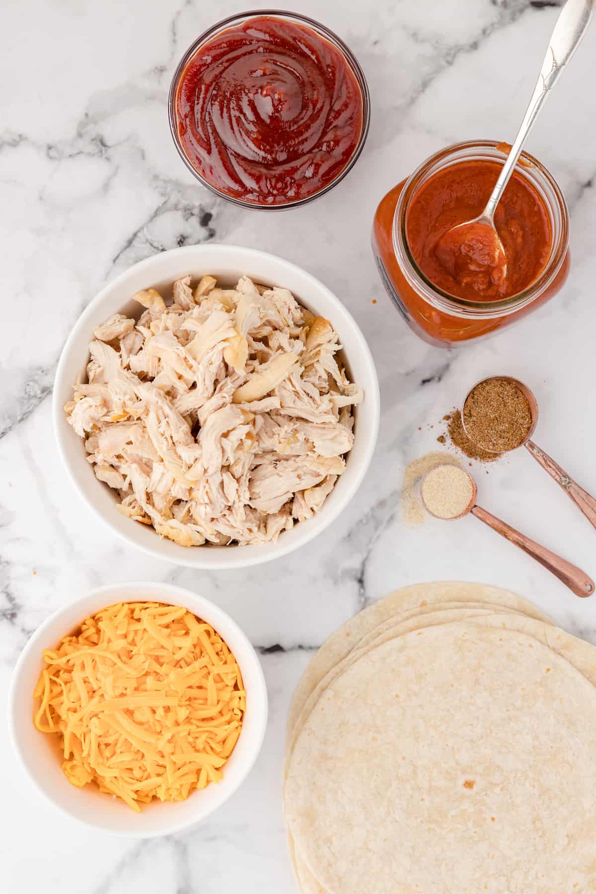 BBQ chicken enchilada ingredients