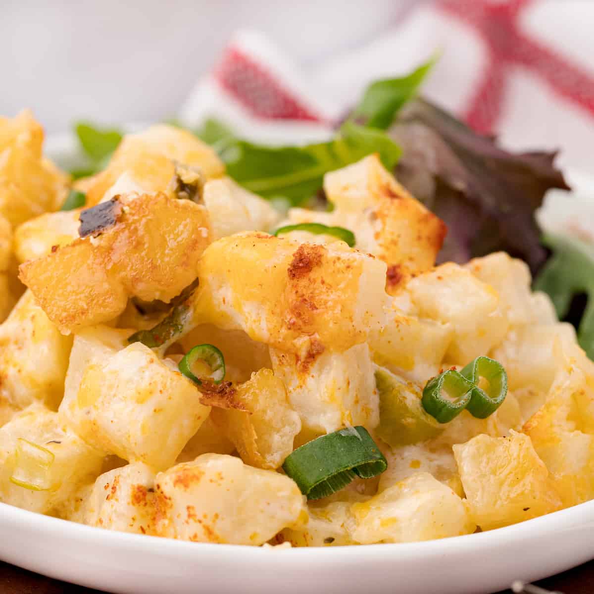 a close up of healthy hashbrown casserole