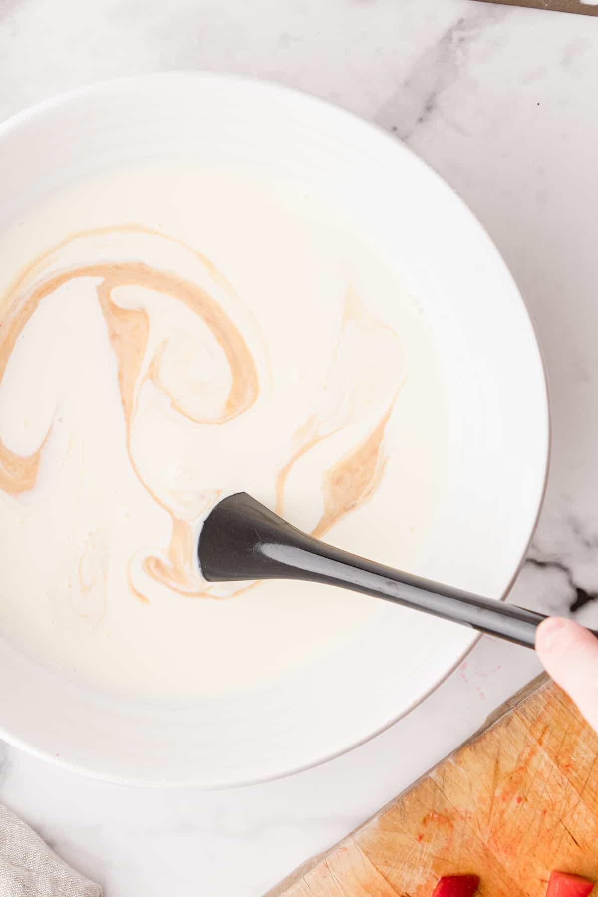 mix milk, cream, and vanilla