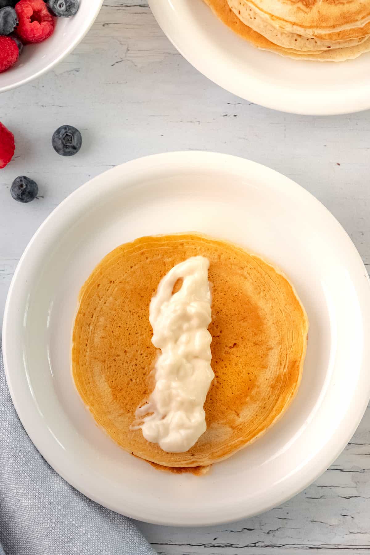Greek yogurt on a pancake