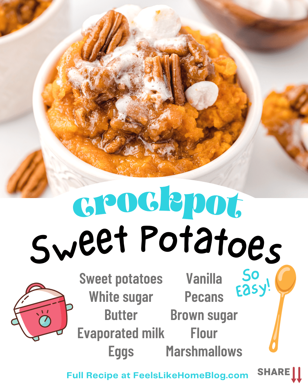 AMAZING Crockpot Sweet Potatoes with Pecans • FIVEheartHOME