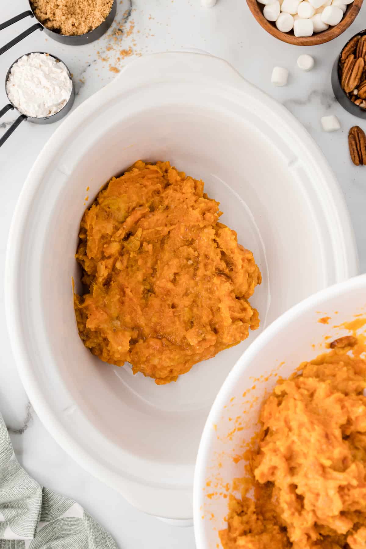 place the sweet potato casserole into the crockpot