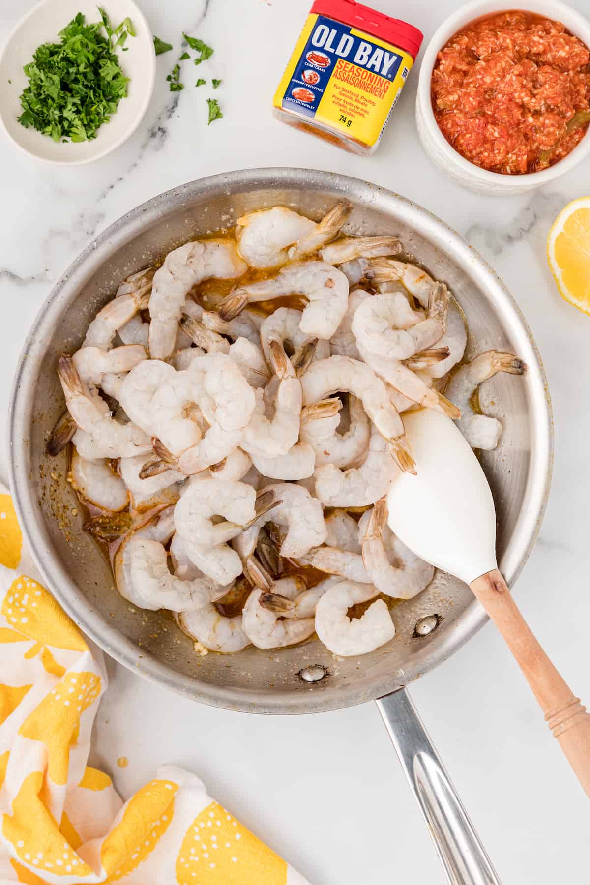 add the shrimp to the melted butter