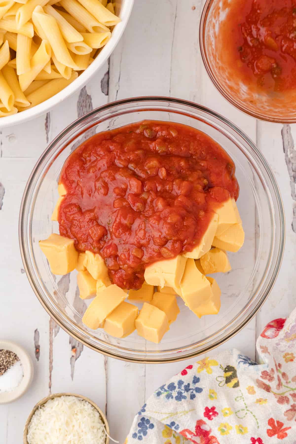 salsa and Velveeta in a bowl