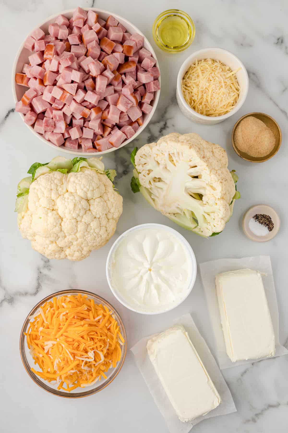 low carb ham and cheese casserole with cauliflower ingredients