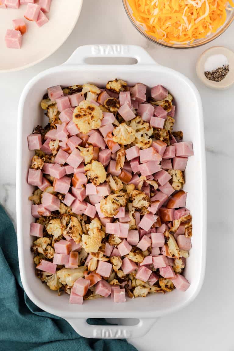 Low-Carb Ham and Cheese Casserole with Cauliflower