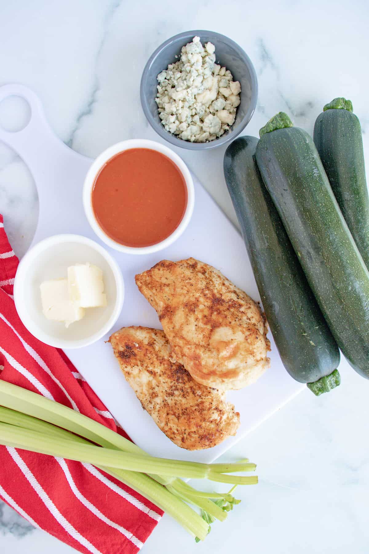 Buffalo Chicken Zucchini Boats ingredients