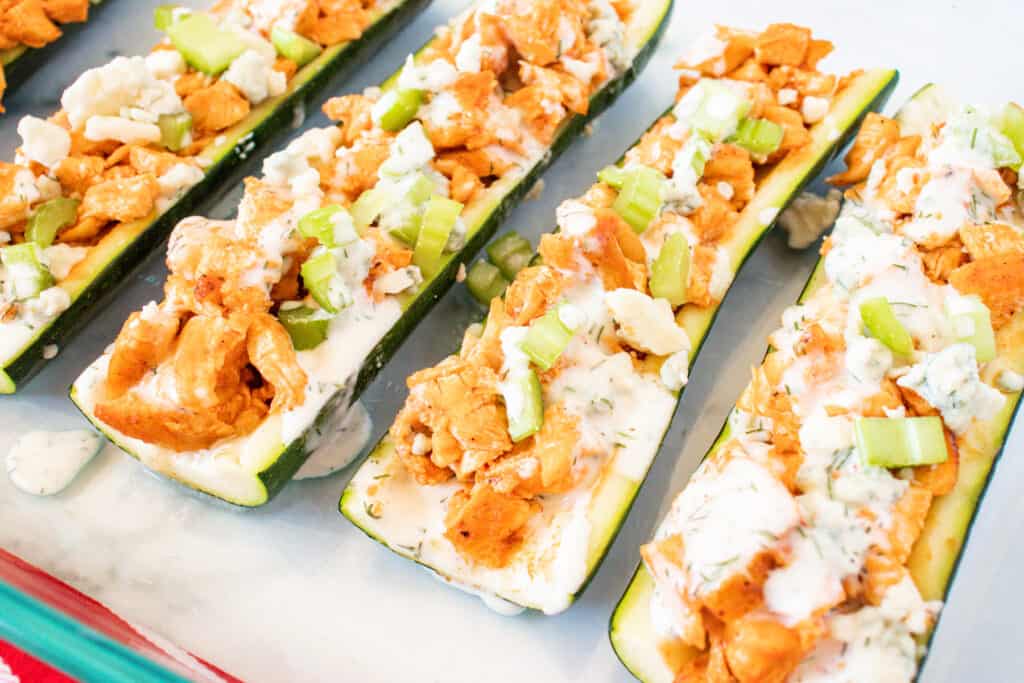 Buffalo Chicken Zucchini Boats - Feels Like Home™