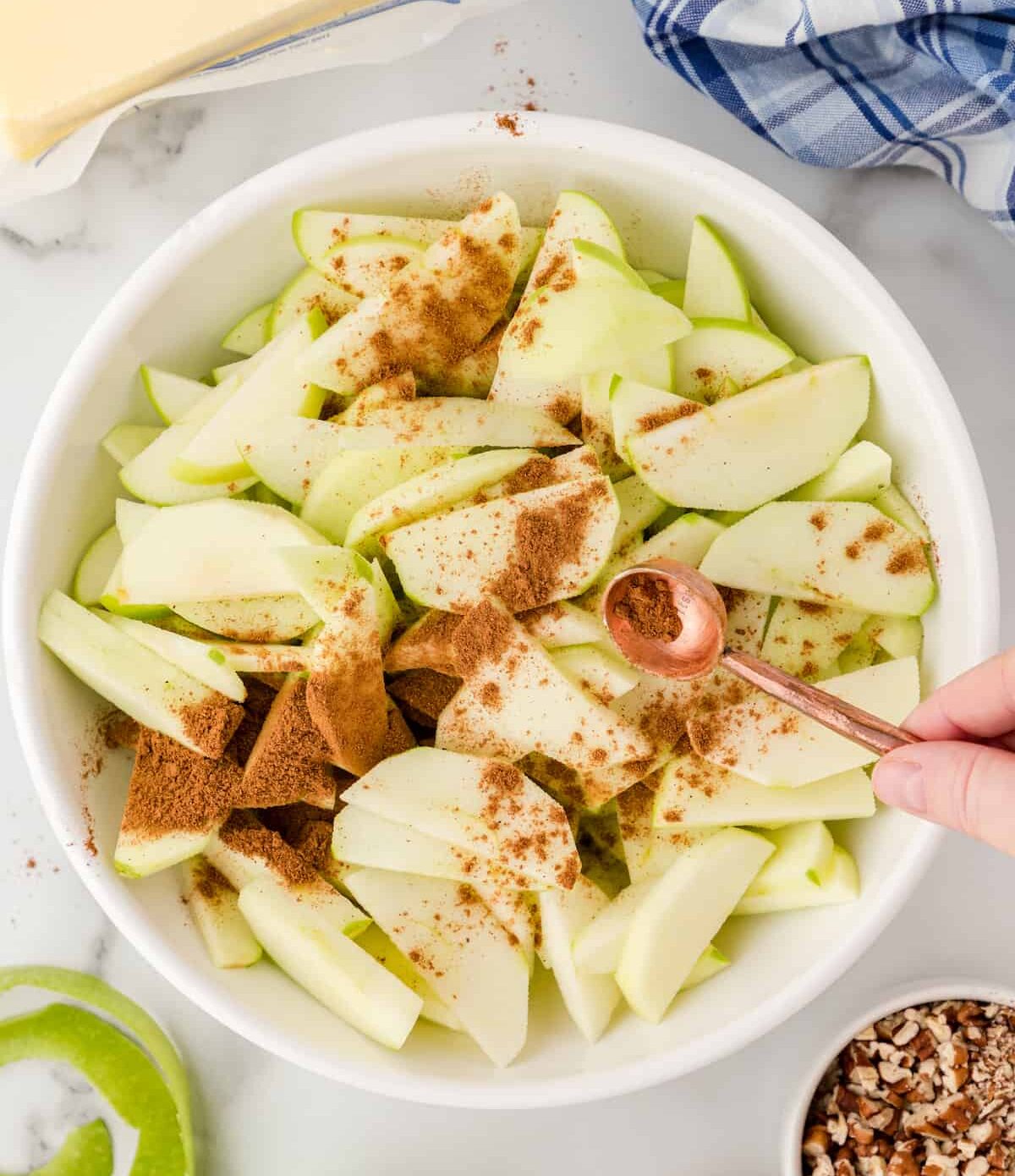 pears topped with cinnamon