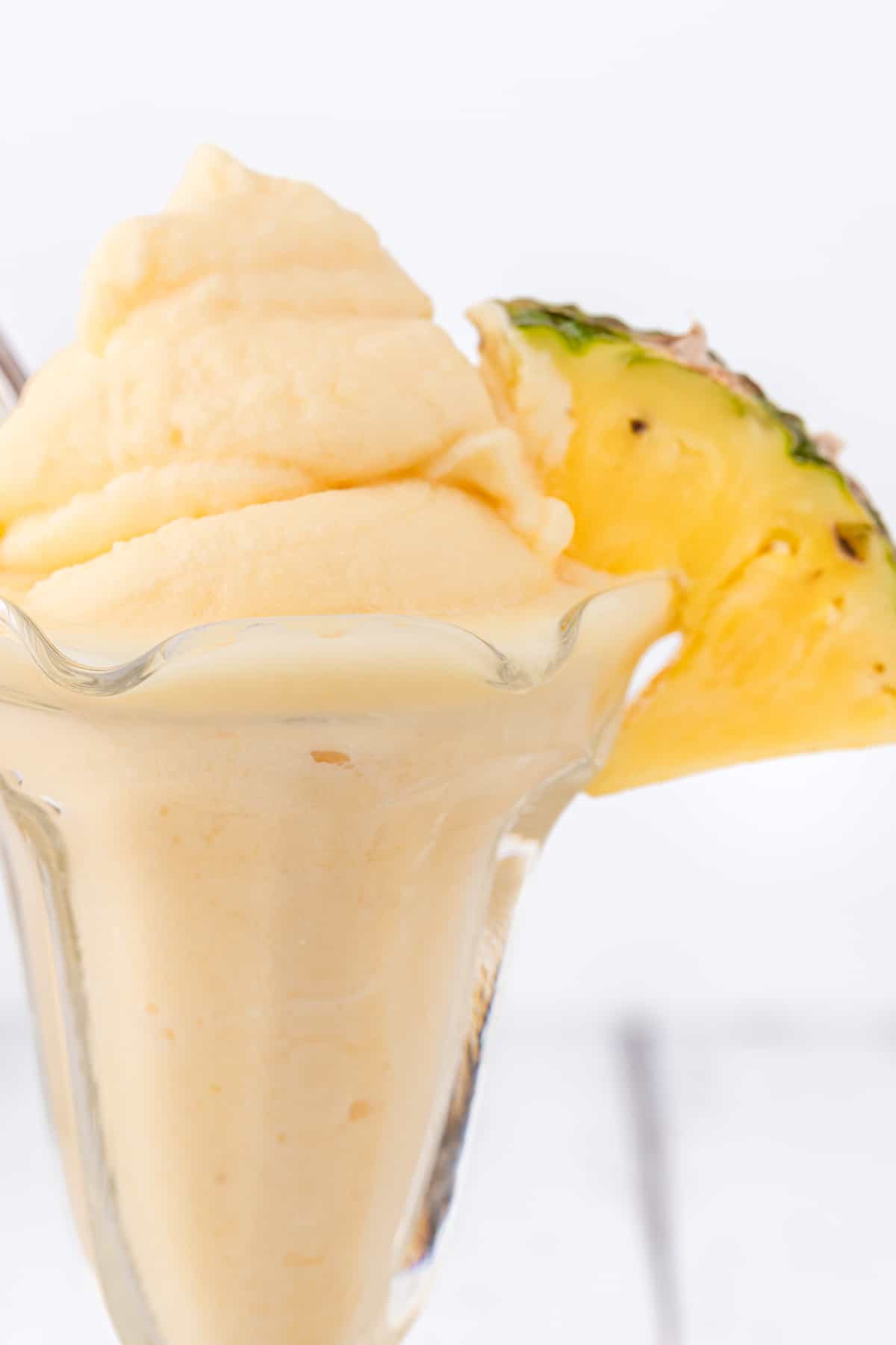 homemade Dole Whip in a glass bowl