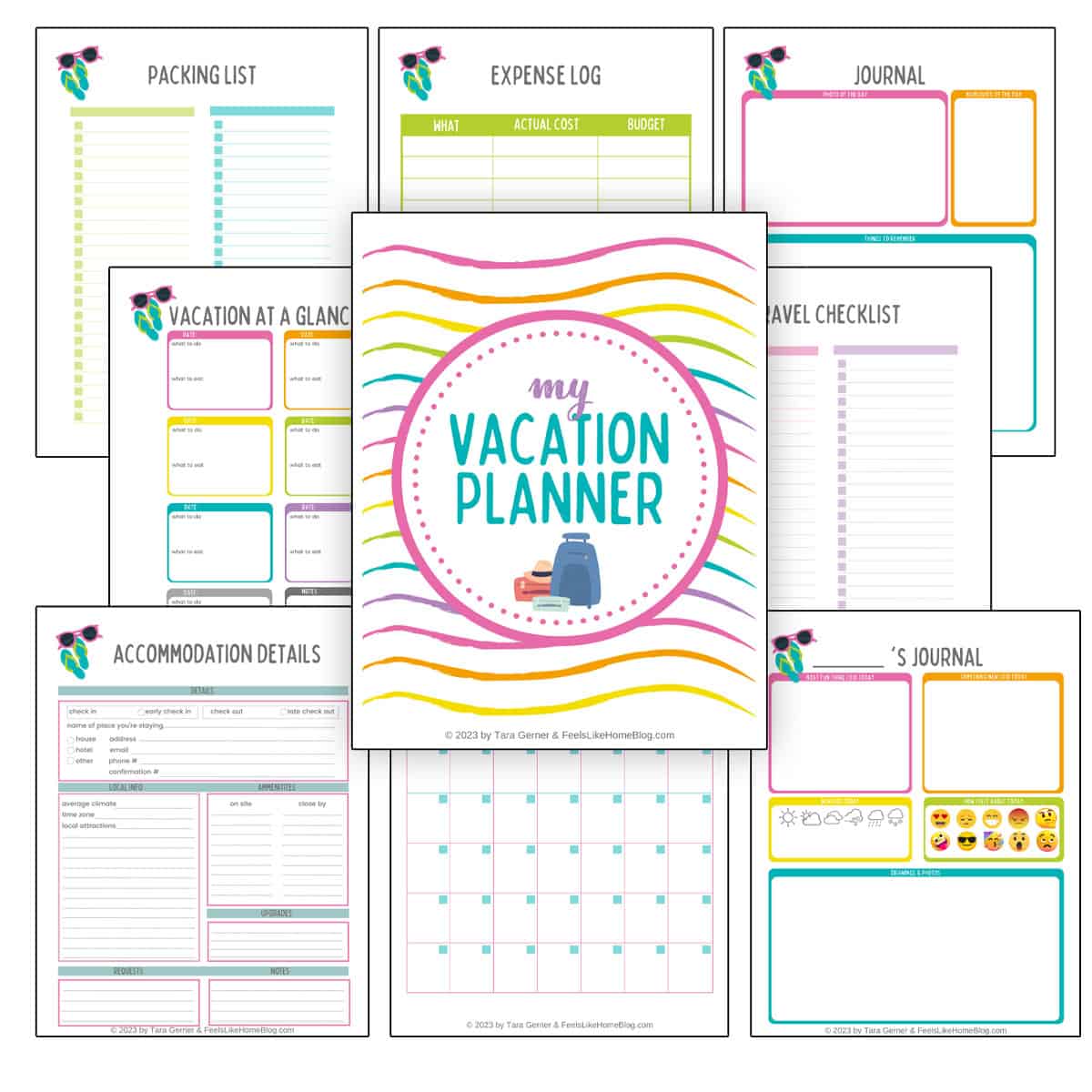 My Vacation Planner pages for a Travel Binder
