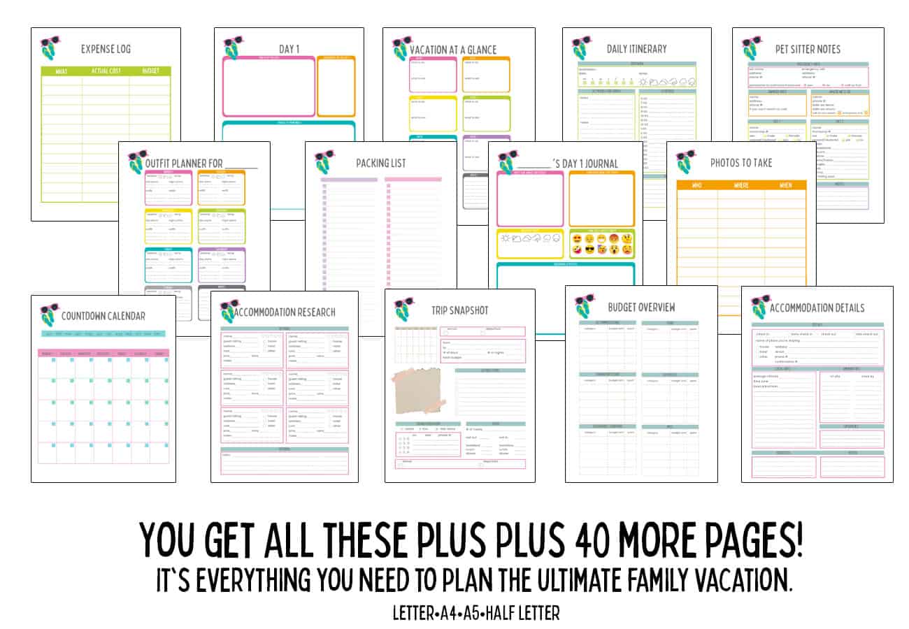 All the pages from the Family Vacation Planner