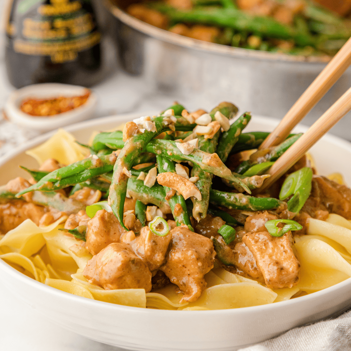 Healthy Garden Chicken Salad Meal Prep - With Peanut Butter on Top