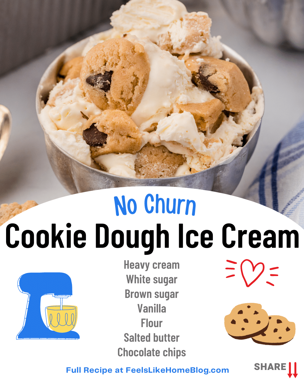 BEST Cookie Dough Ice Cream {No-Churn} - Celebrating Sweets