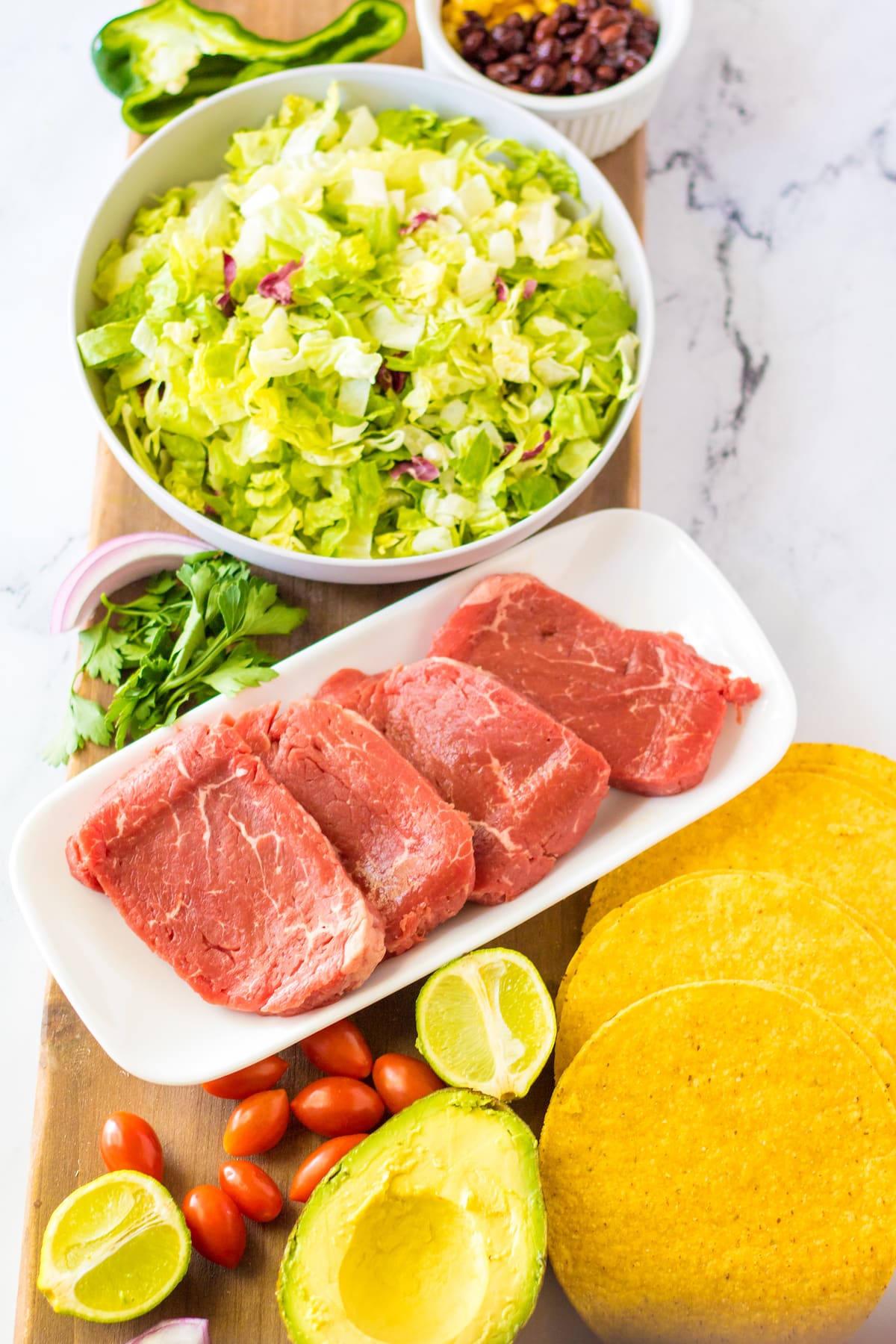 Steak tostada salad ingredients