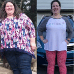 a before and after photo of a person who lost a lot of weight