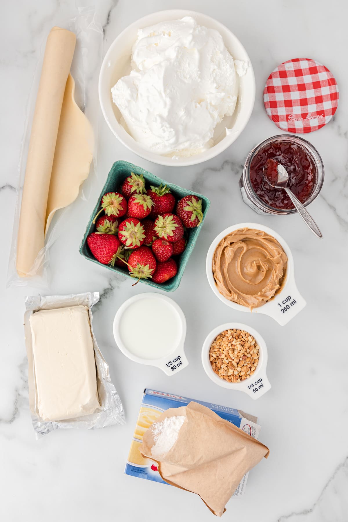 peanut butter and strawberry jelly pie ingredients