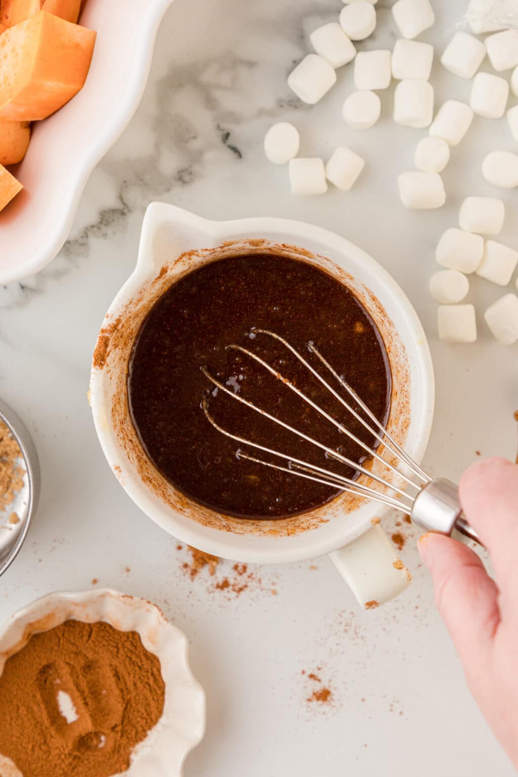 Homemade Candied Sweet Potatoes with Orange Juice and Marshmallows