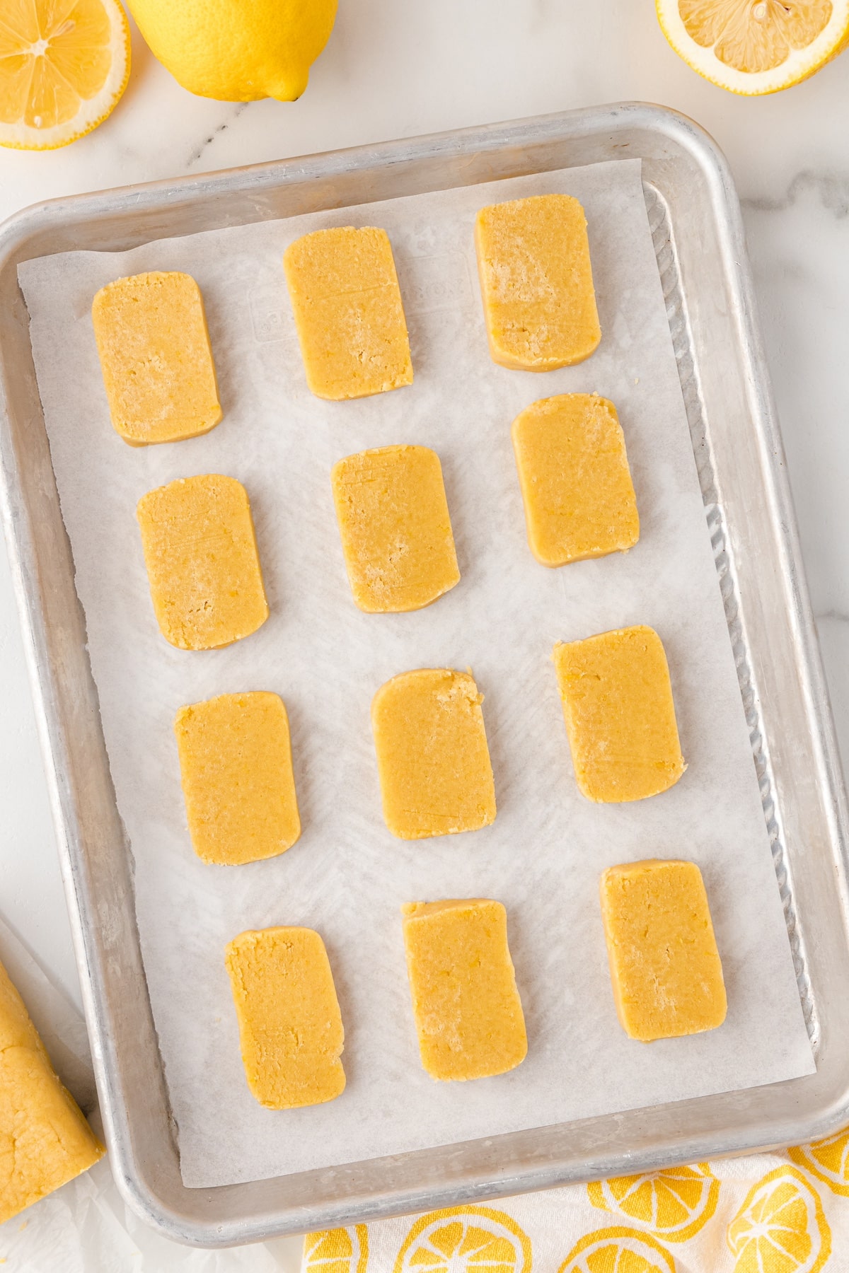lemon sugar cookies on a baking tray