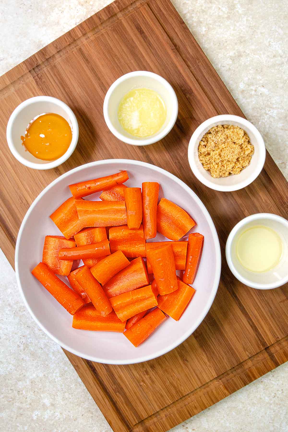 cut the carrots into 1-inch pieces