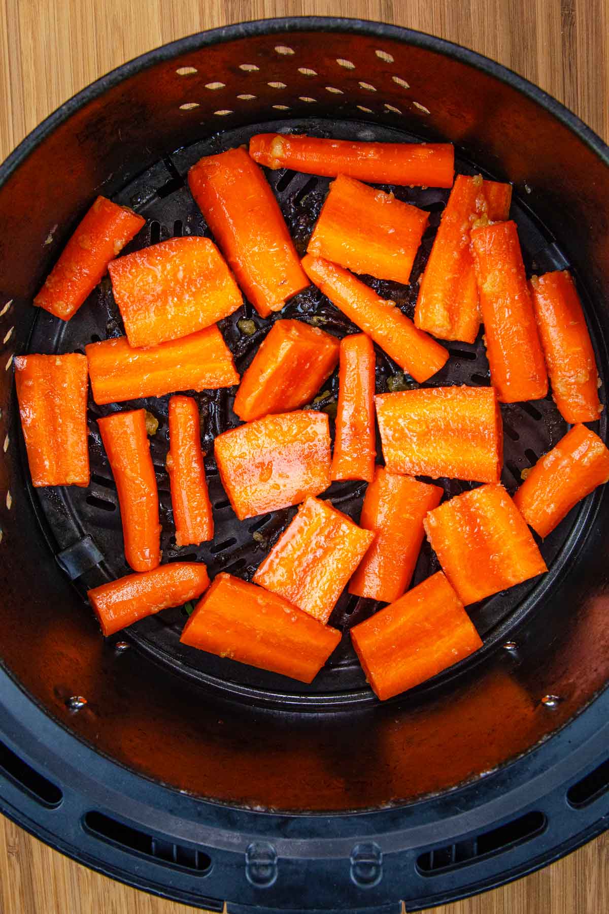 place the glazed carrots in the air fryer basket