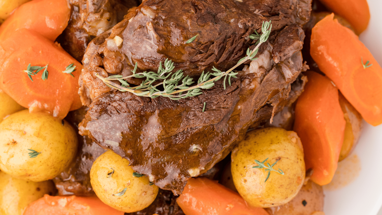 Instant Pot chuck roast with baby potatoes and baby carrots