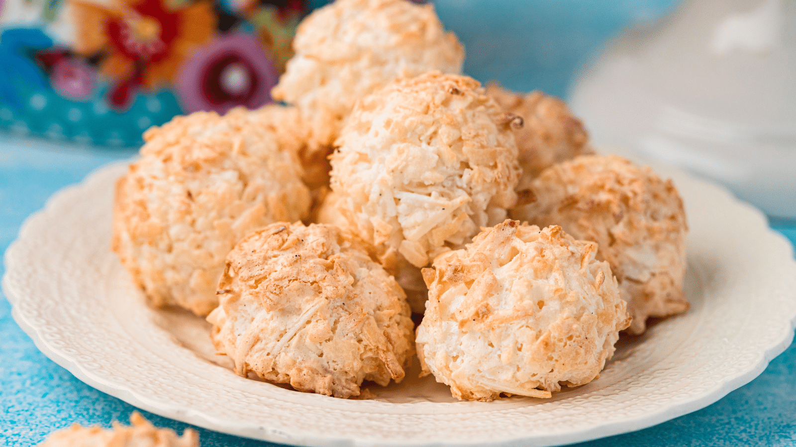 a plate full of easy gluten-free coconut macaroons on a white plate