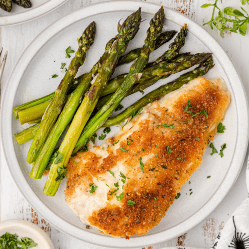 Parmesan Crusted Chicken Breasts with Fresh Asparagus