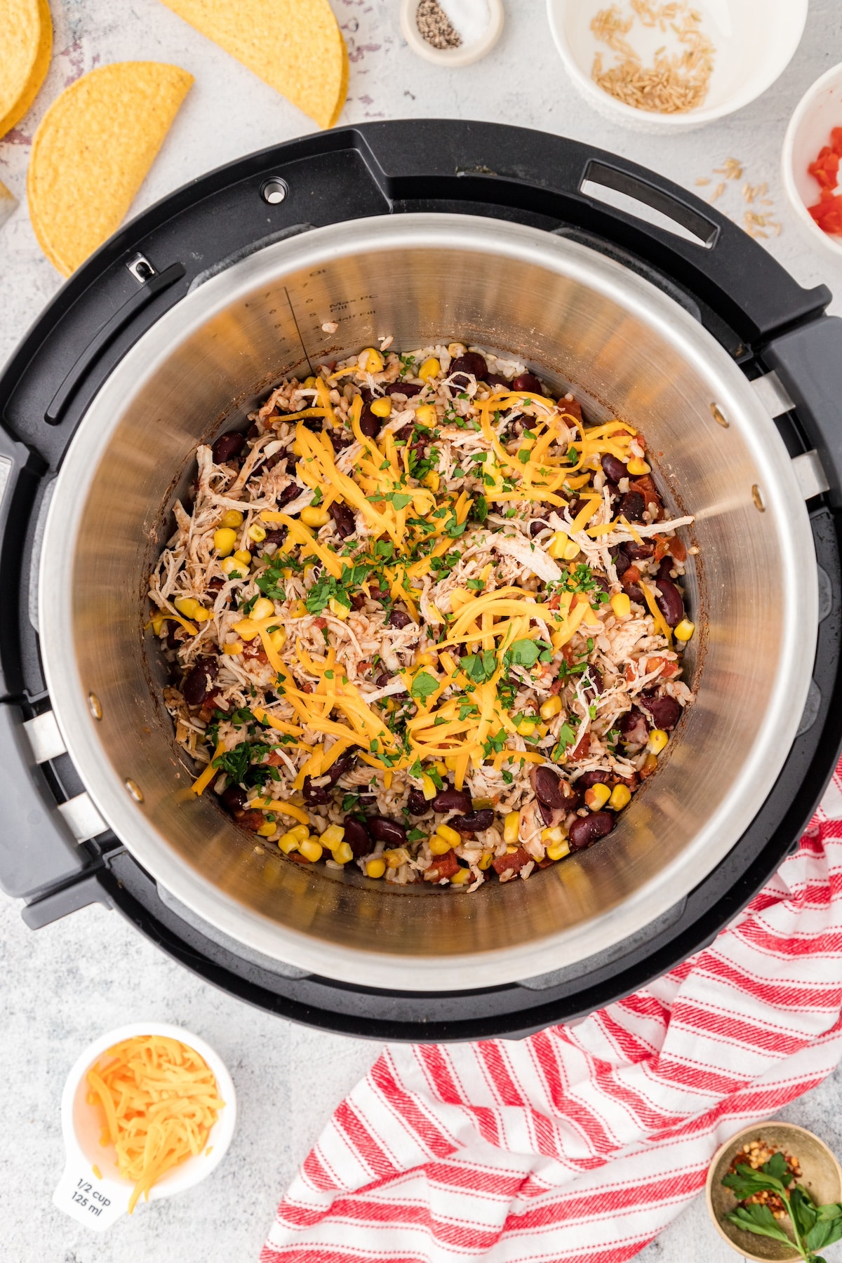 shred the chicken and return to the Instant Pot