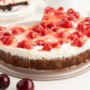 a Cherry Cheesecake Brownie with a slice removed