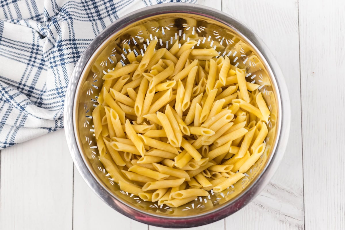 pasta that has been cooked and drained