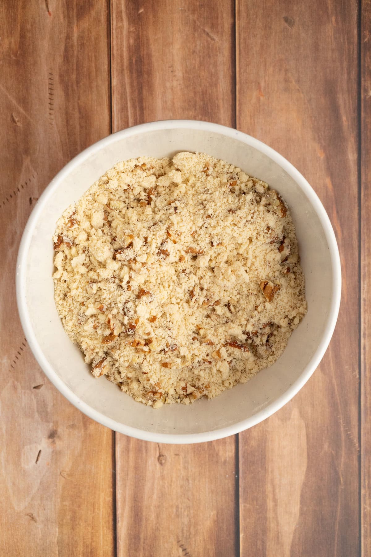 mix the pecans into the gluten free crust