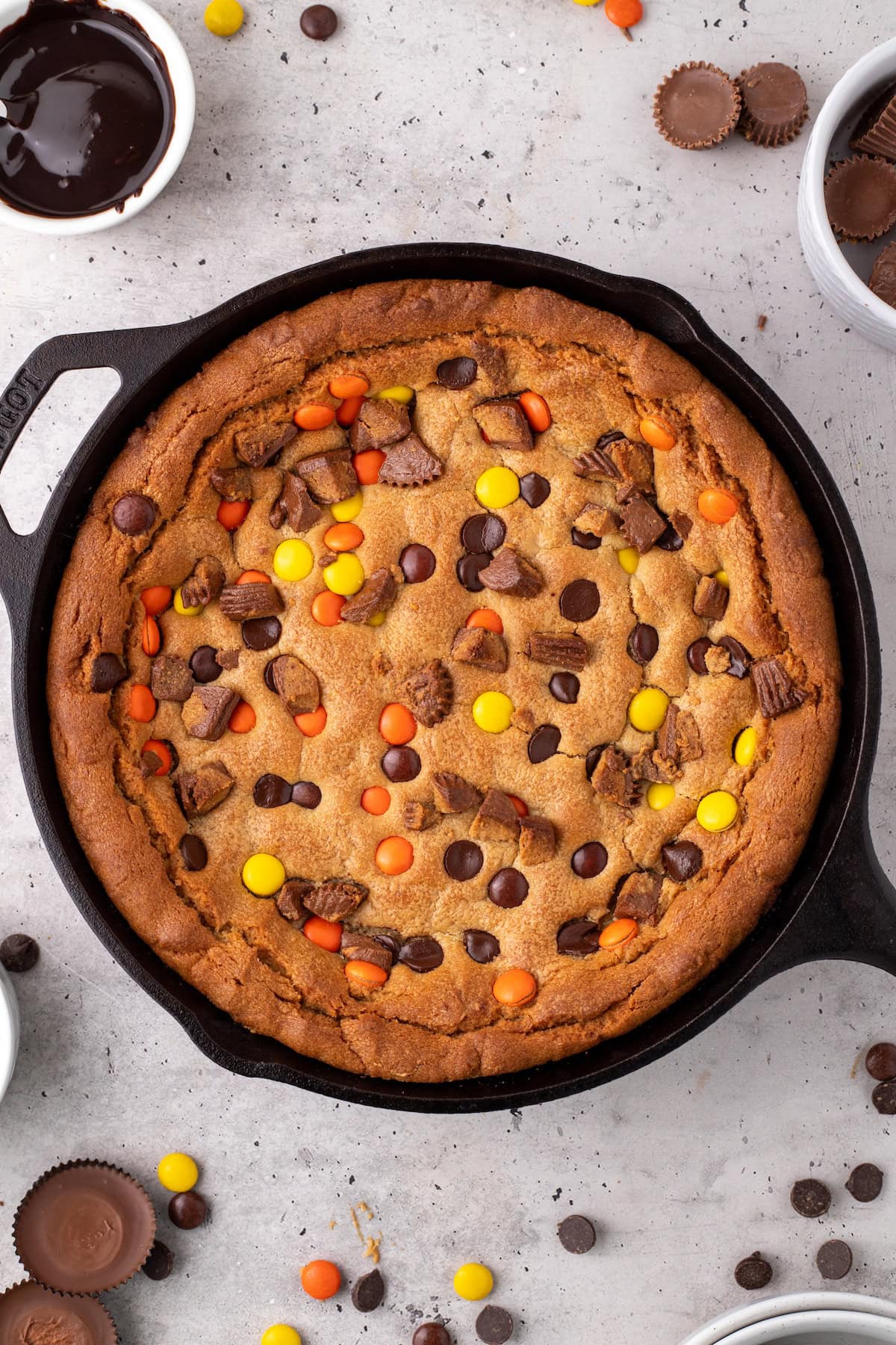 peanut butter pizookie right out of the oven