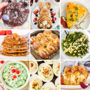 a colorful collage of easter brunch ideas