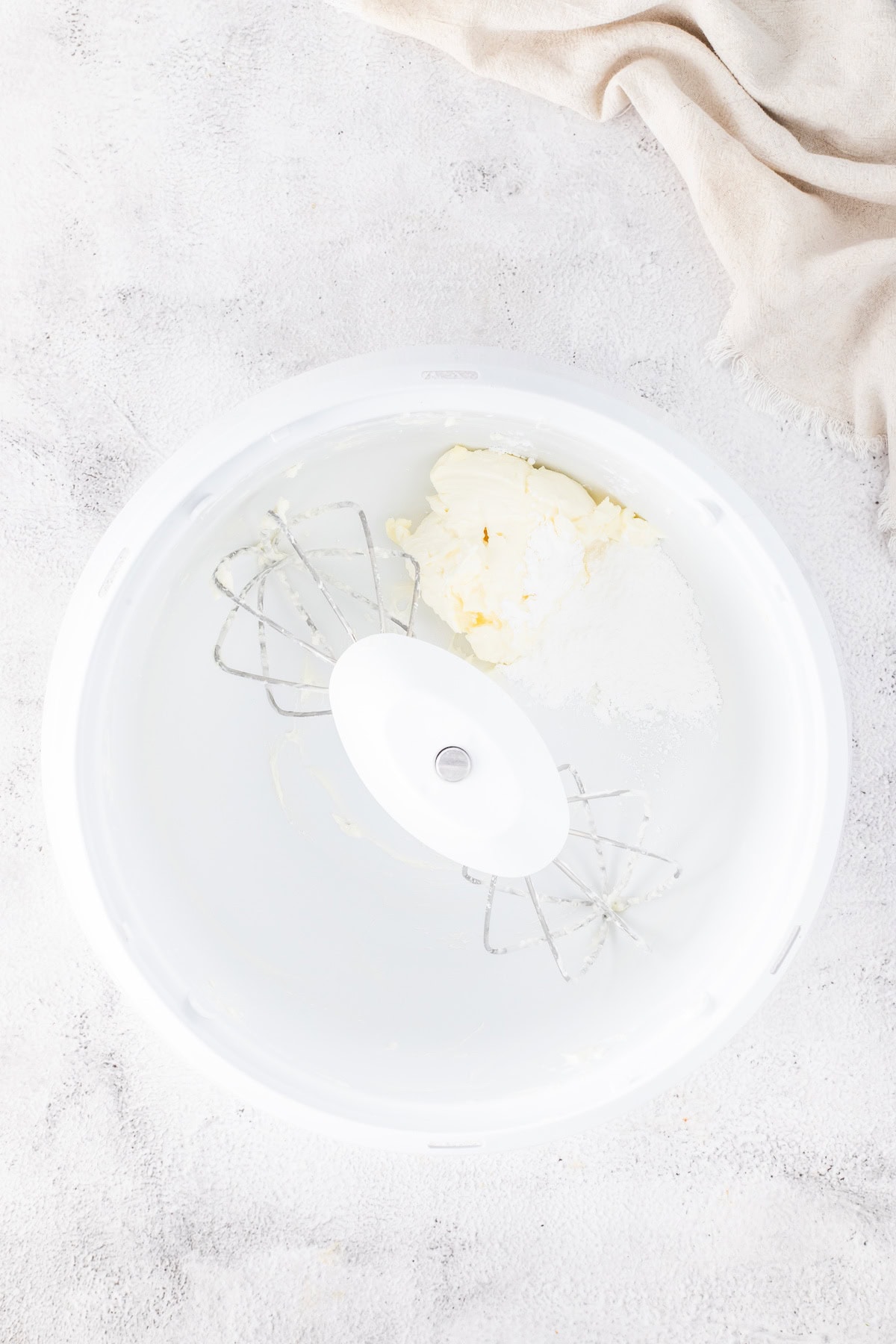 add the cream cheese to the mixer