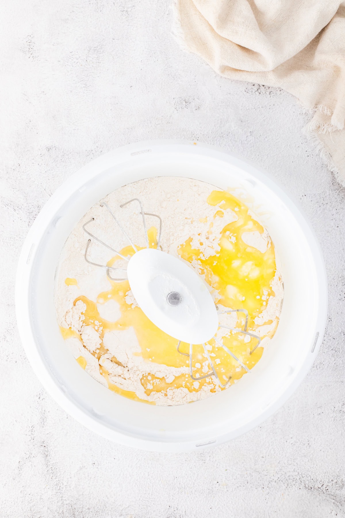 mix the melted butter and flour mixture