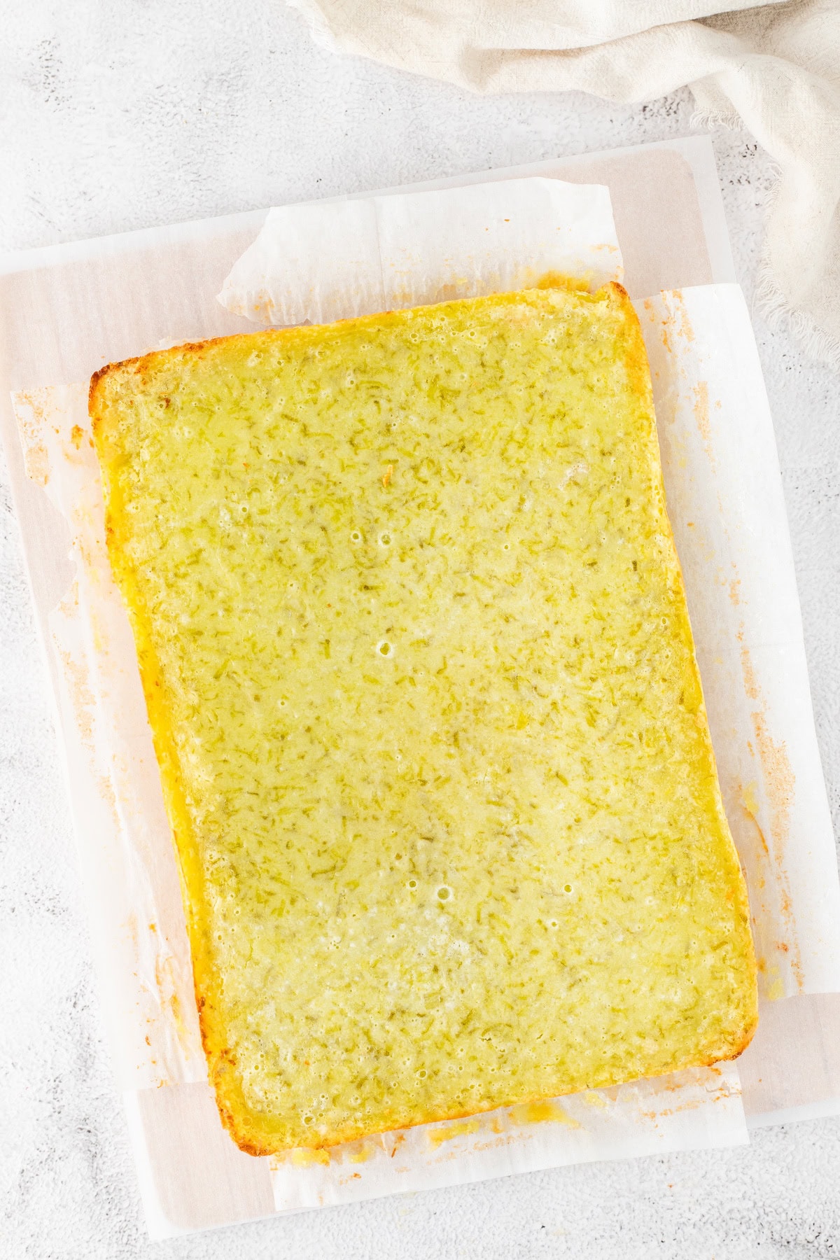 key lime pie bars out of the oven