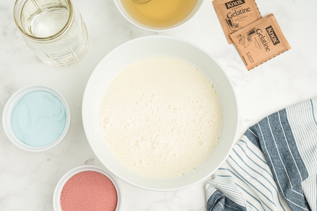 combine the unflavored gelatin with the condensed milk mixture