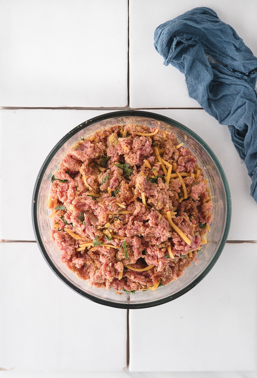 mix up all the ingredients with the ground beef