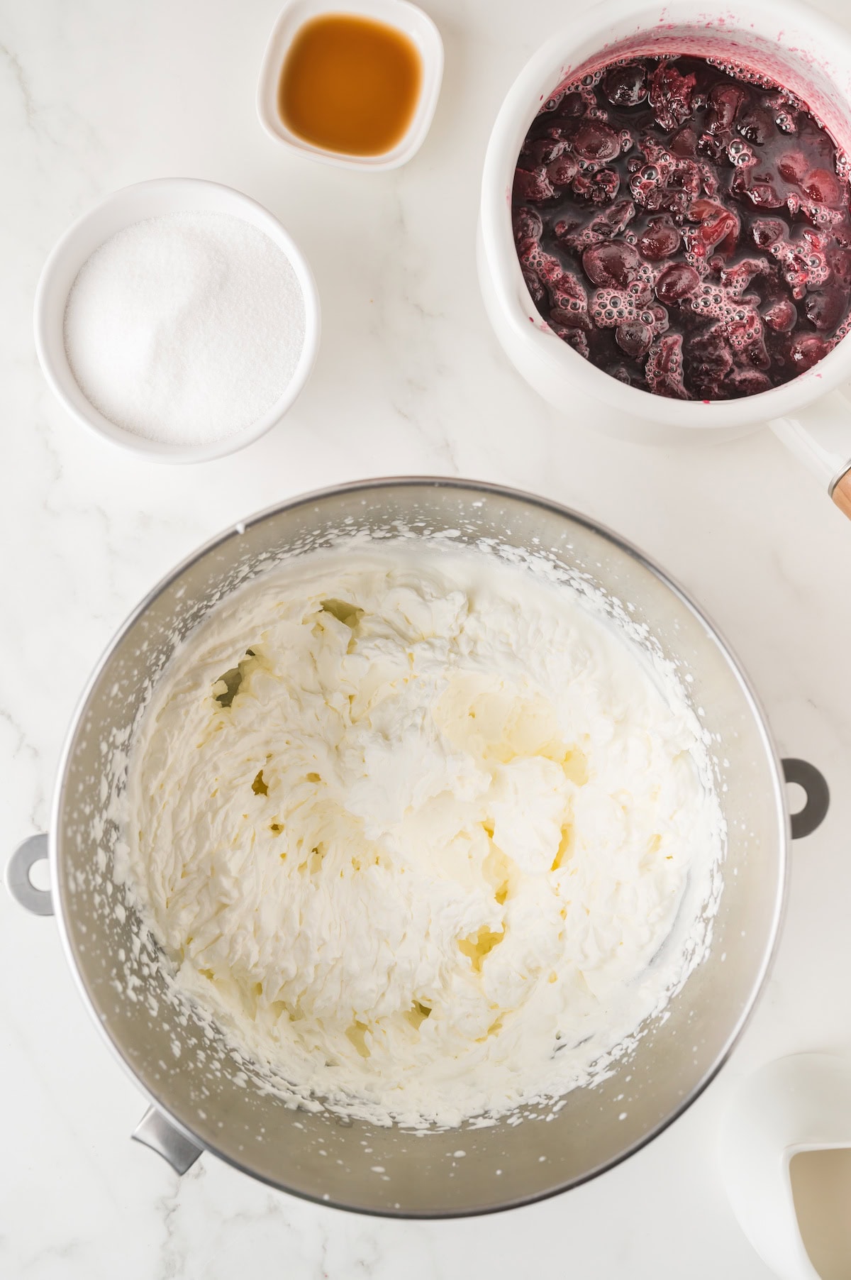 beat the heavy cream until stiff peaks form