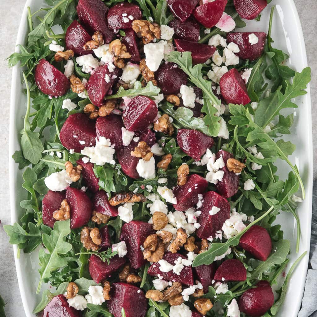 roasted beet salad with feta and arugula